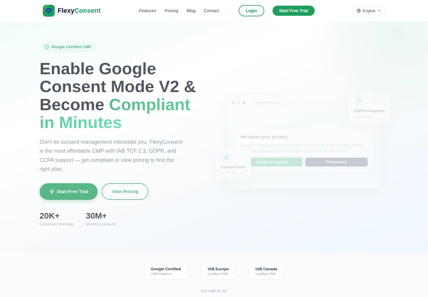 Screenshot of flexyconsent.com
