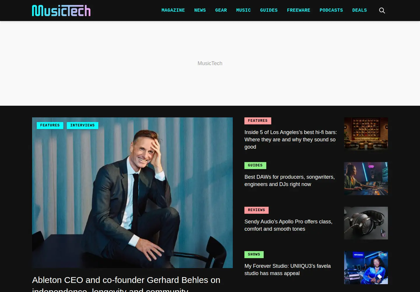 Screenshot of musictech.com