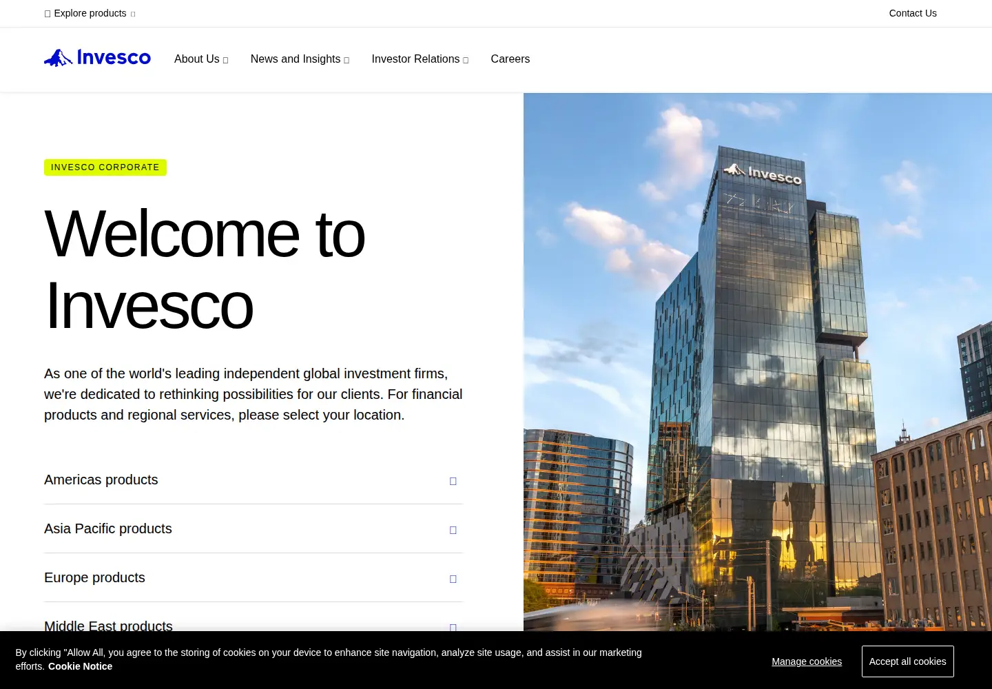 Screenshot of invesco.com