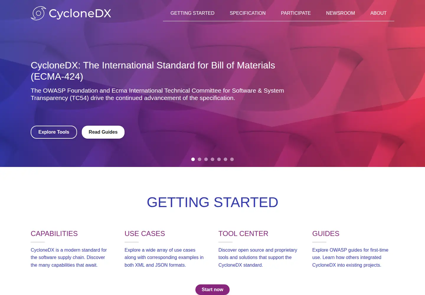 Screenshot of cyclonedx.org