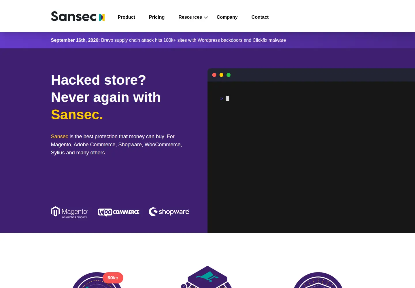 Screenshot of sansec.io