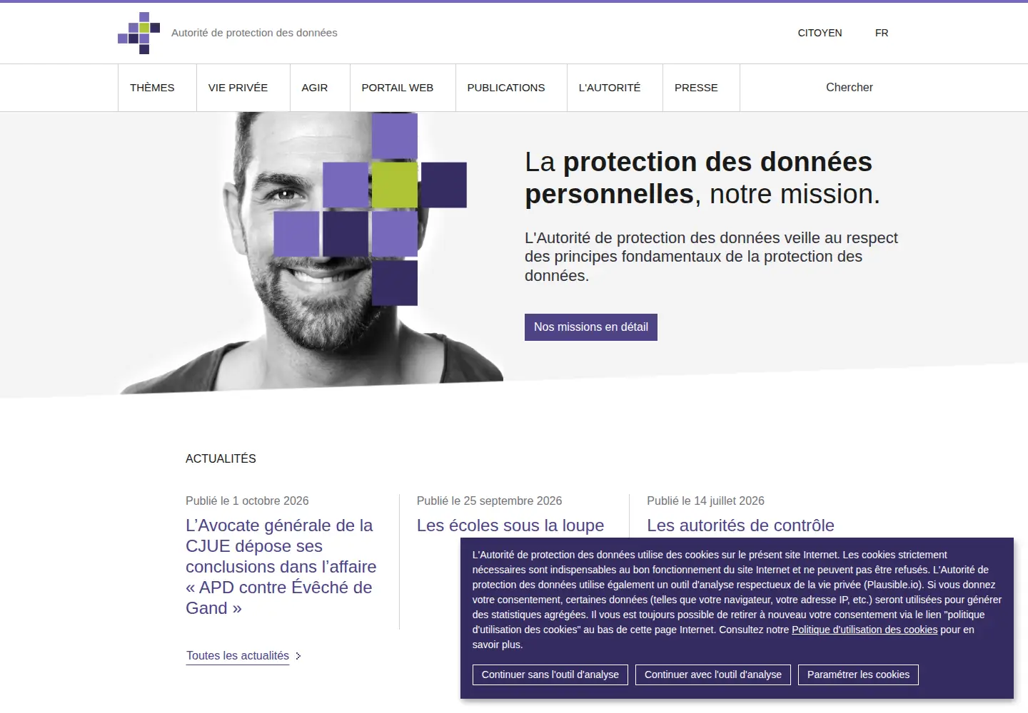 Screenshot of autoriteprotectiondonnees.be