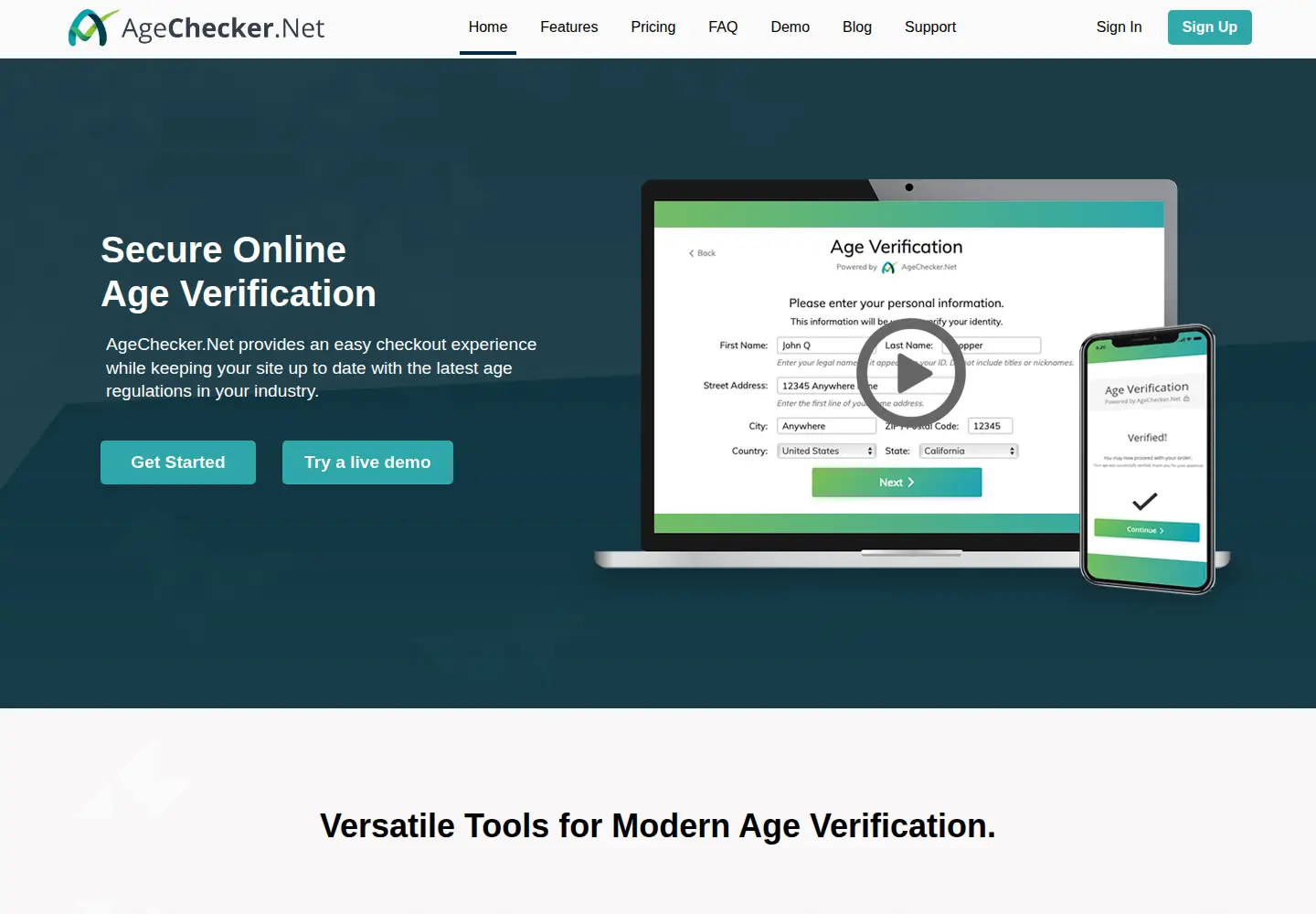 Screenshot of agechecker.net