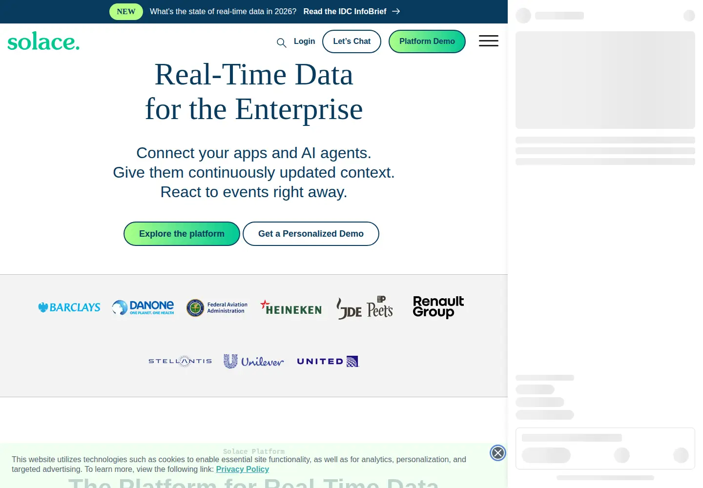 Screenshot of solace.com