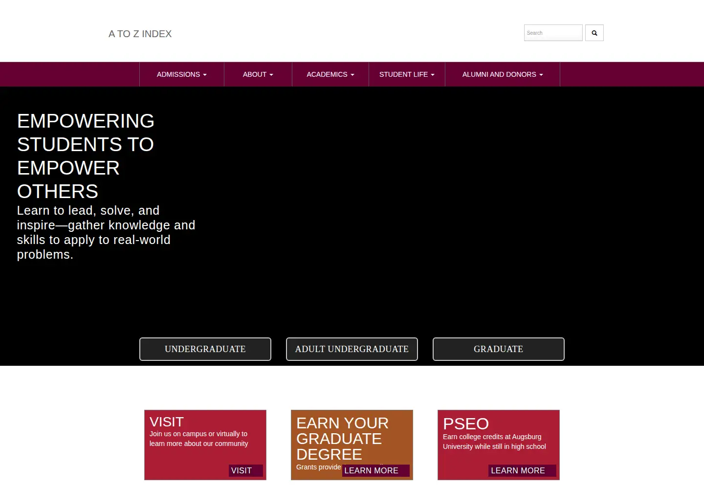 Screenshot of augsburg.edu