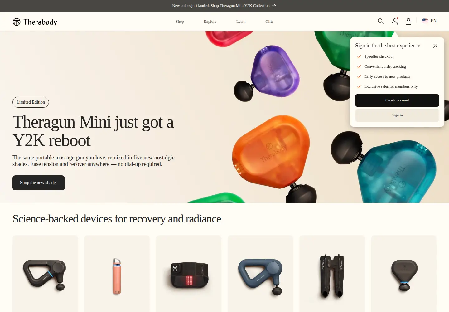 Screenshot of therabody.com