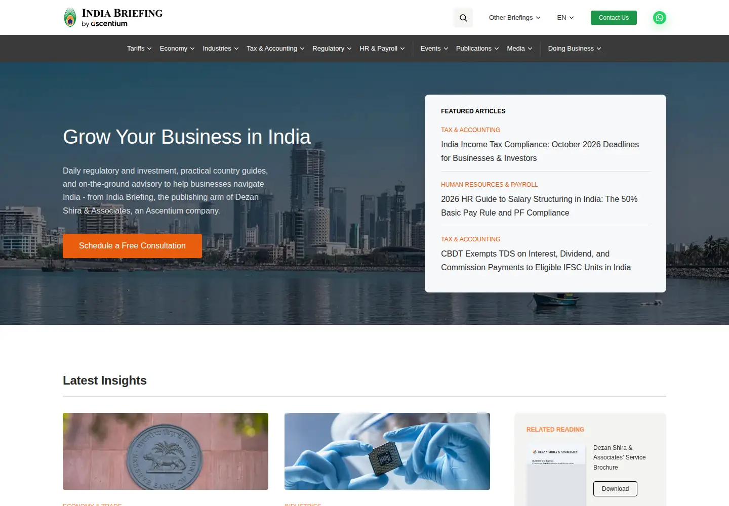 Screenshot of india-briefing.com