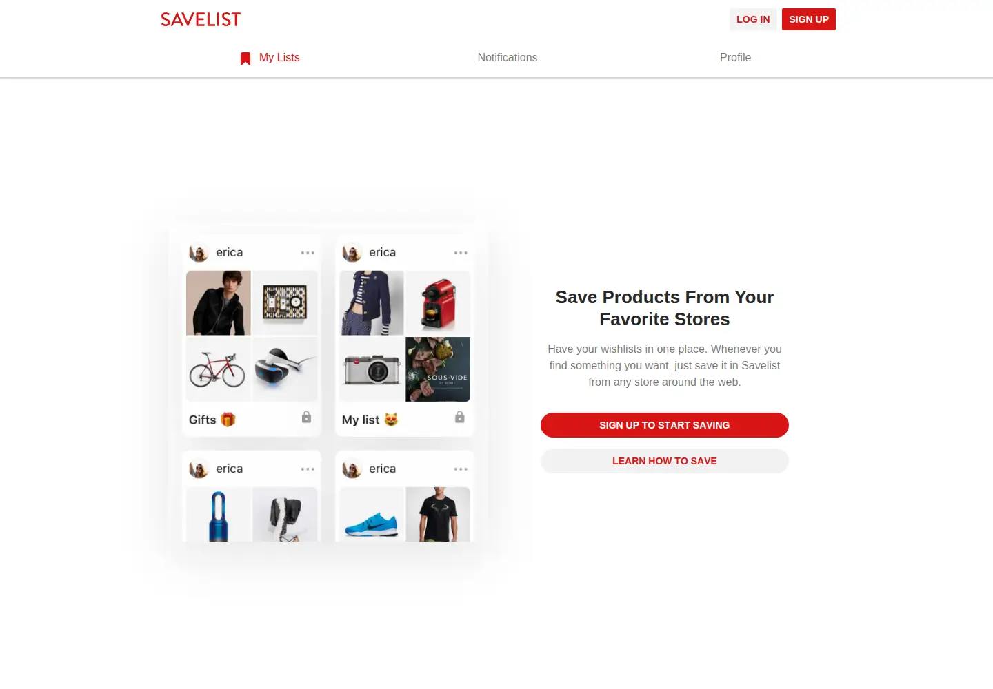 Screenshot of savelist.co