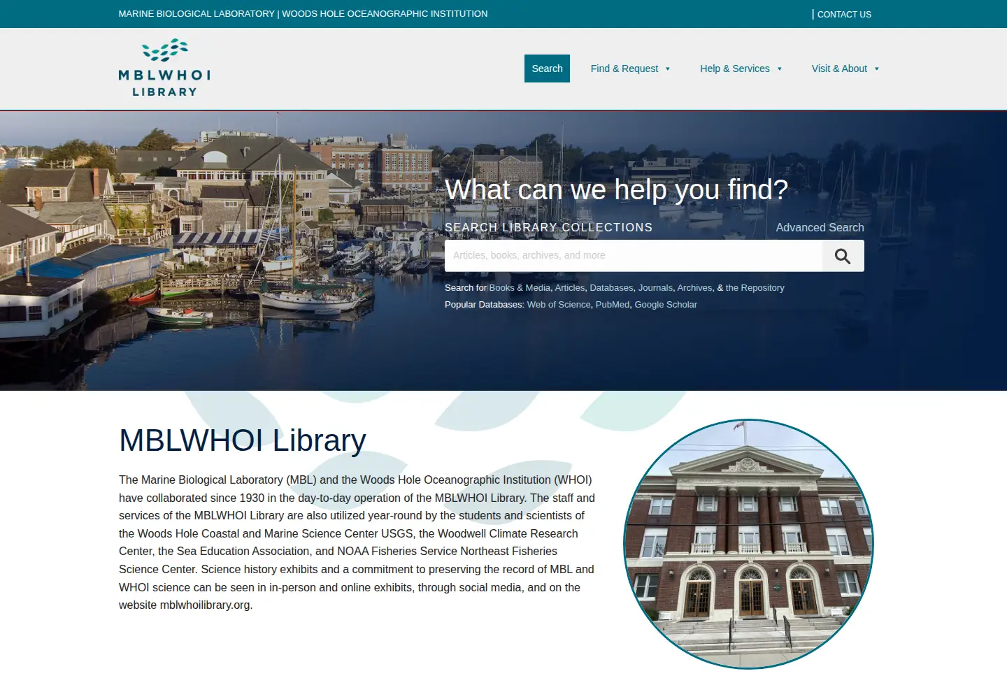 Screenshot of mblwhoilibrary.org