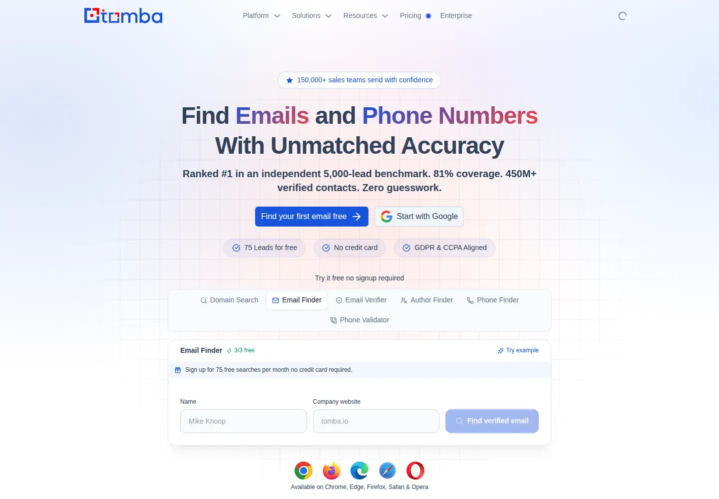 Screenshot of tomba.io