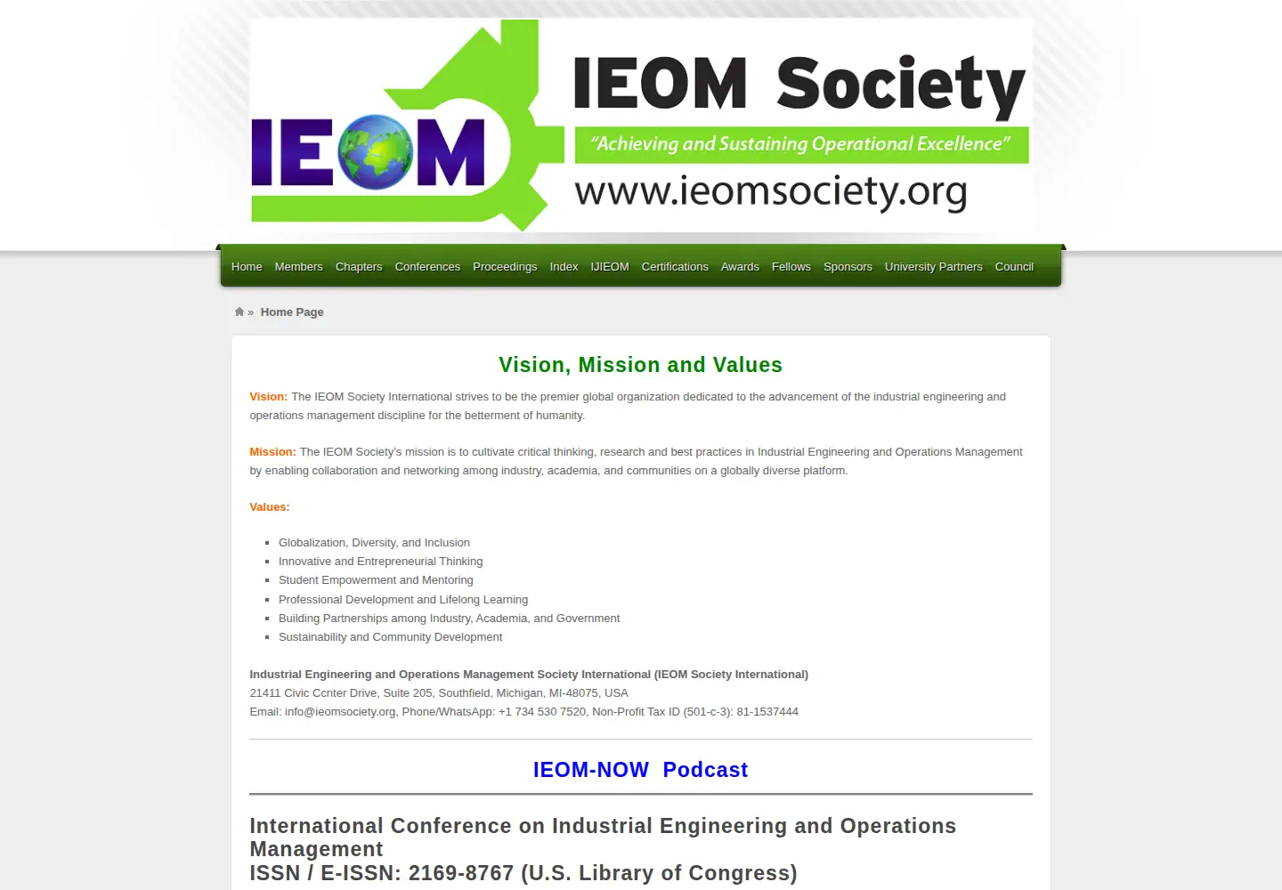 Screenshot of ieomsociety.org