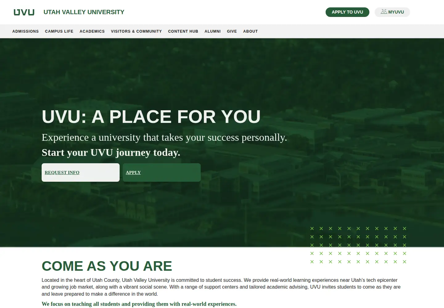 Screenshot of uvu.edu