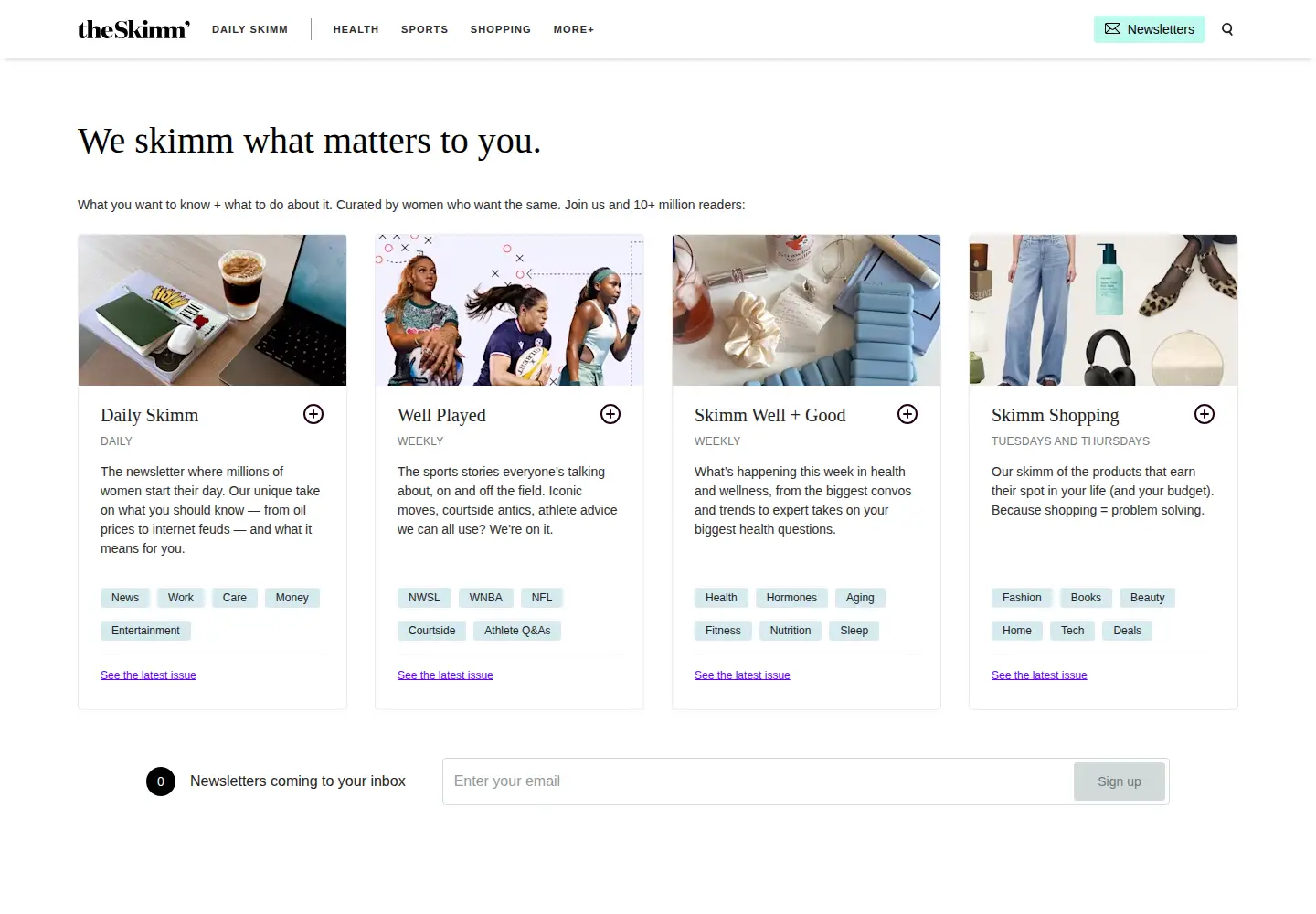 Screenshot of theskimm.com