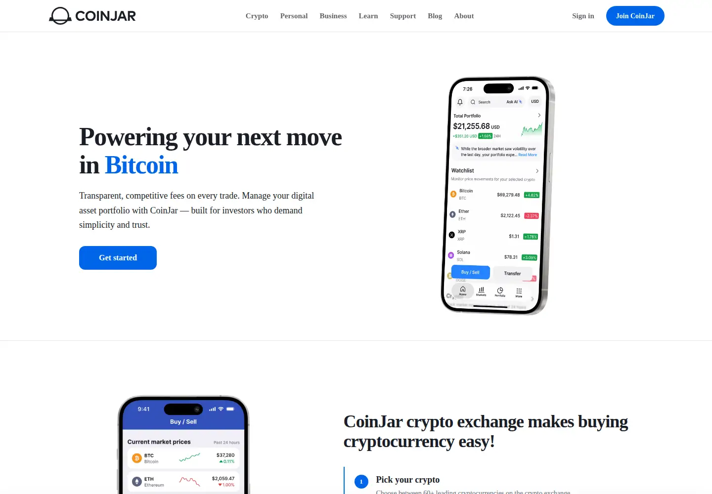Screenshot of coinjar.com