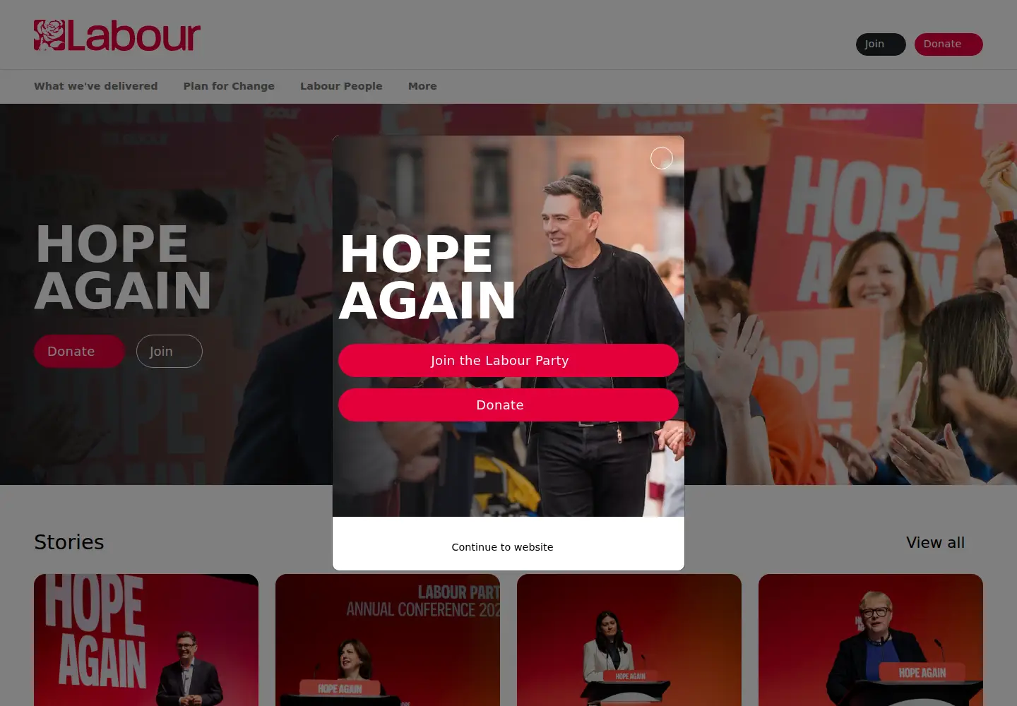 Screenshot of labour.org.uk