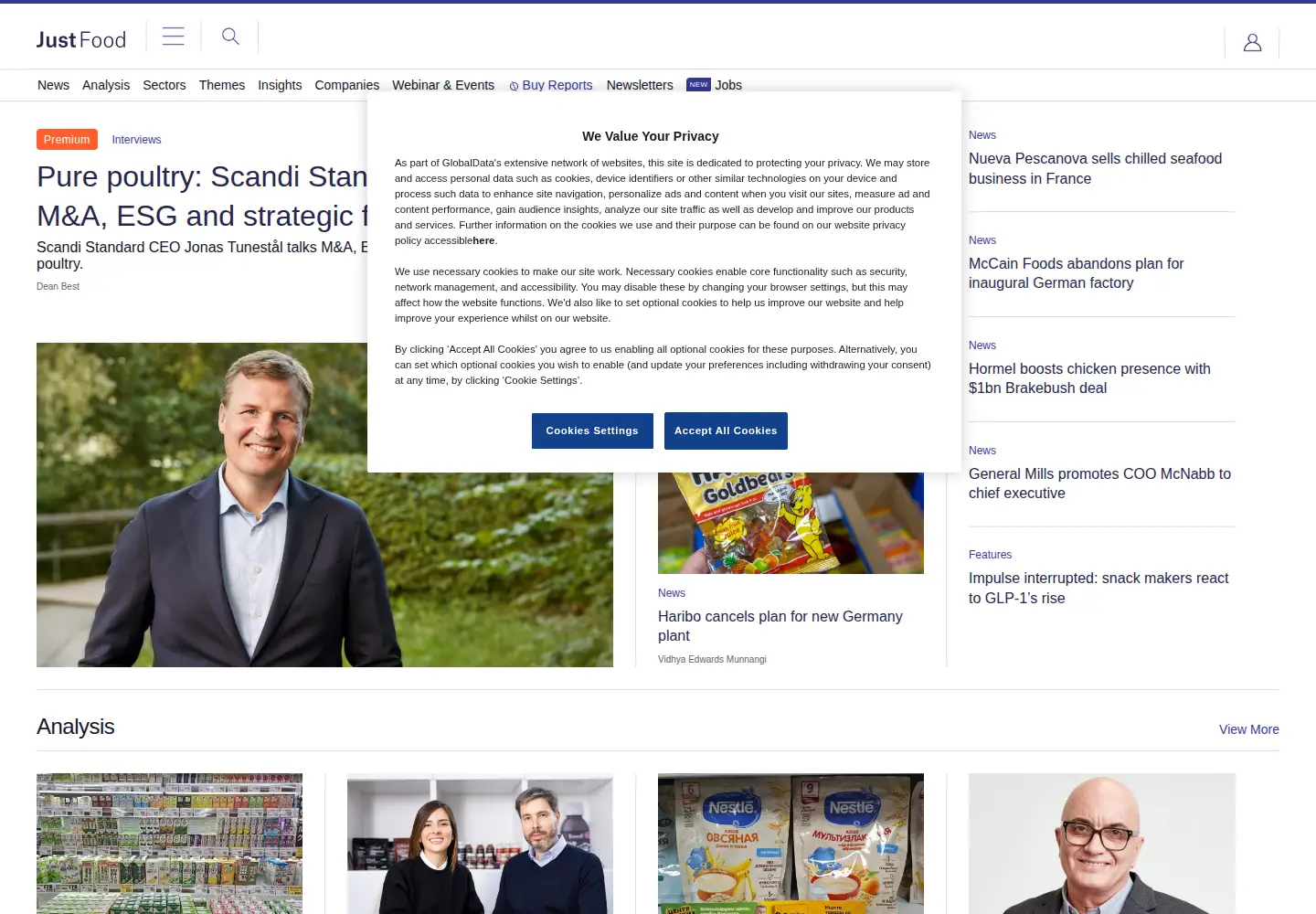 Screenshot of just-food.com