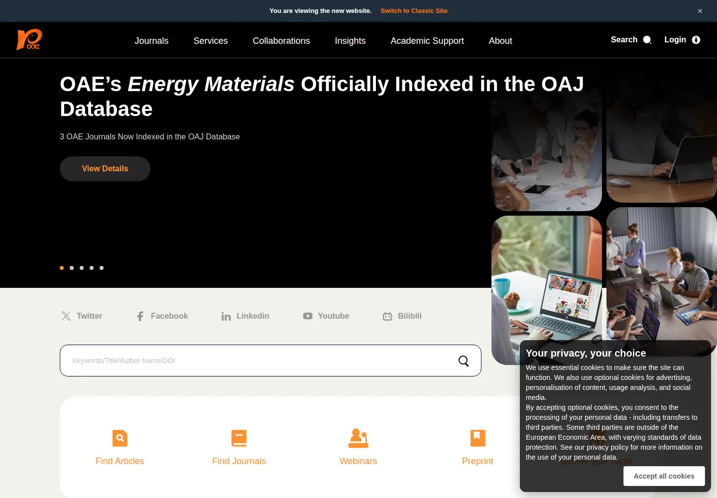 Screenshot of oaepublish.com
