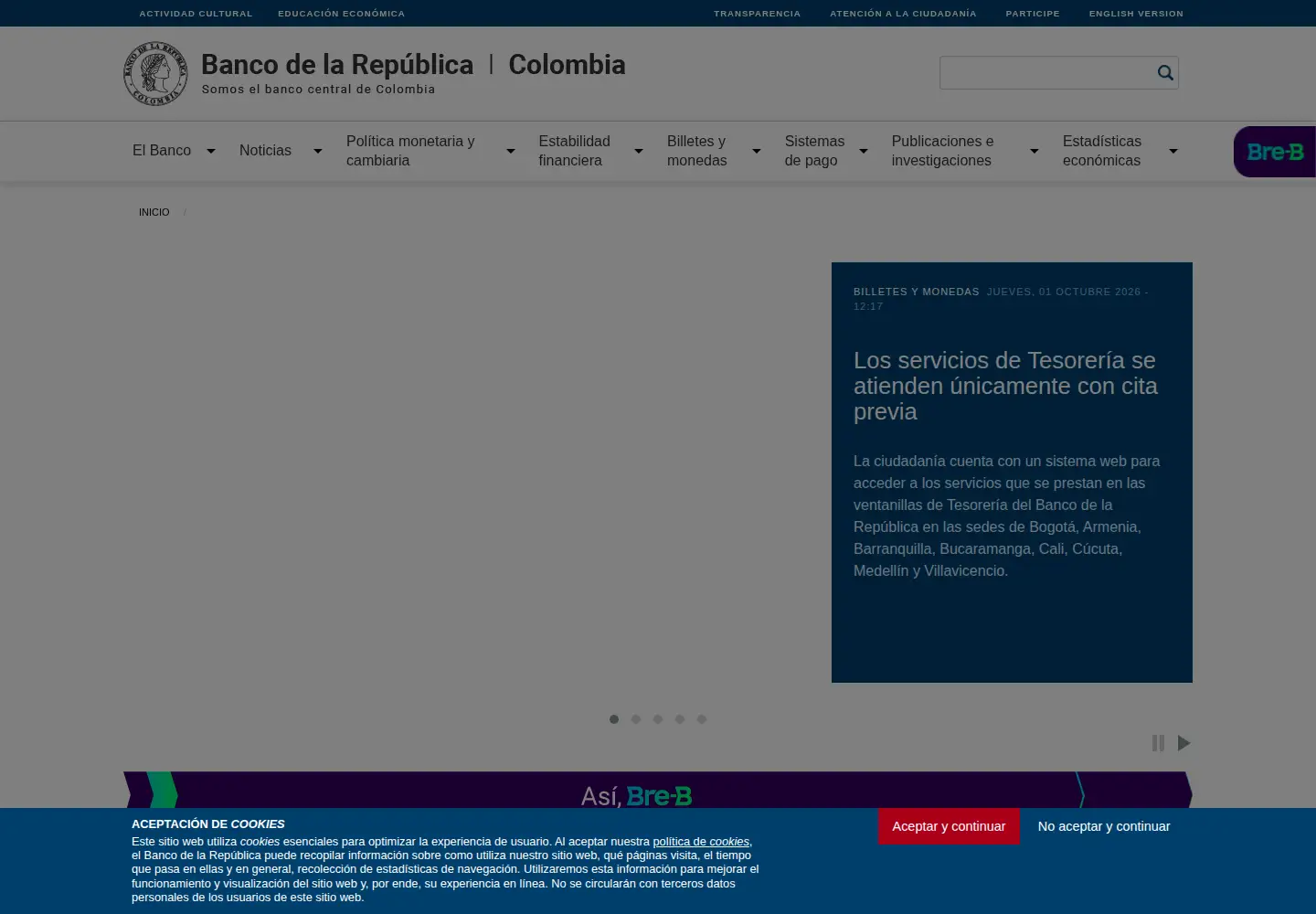Screenshot of banrep.gov.co