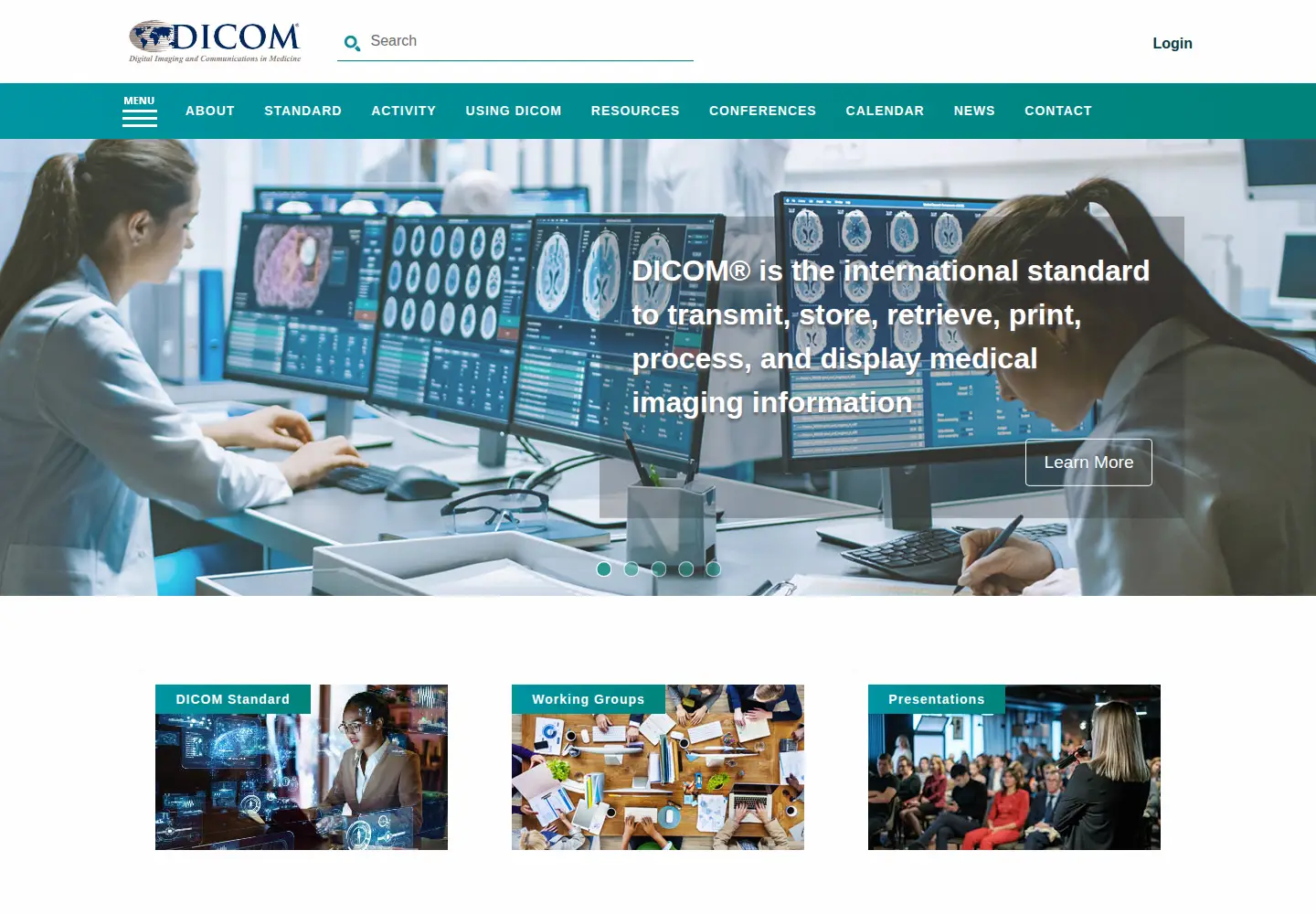 Screenshot of dicomstandard.org