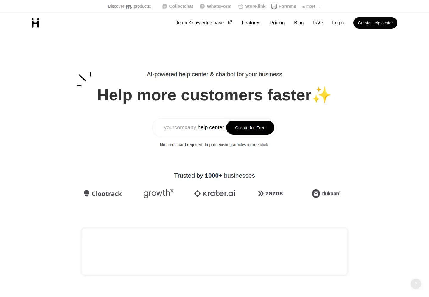 Screenshot of help.center