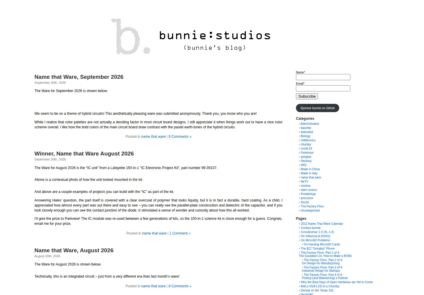 Screenshot of bunniestudios.com