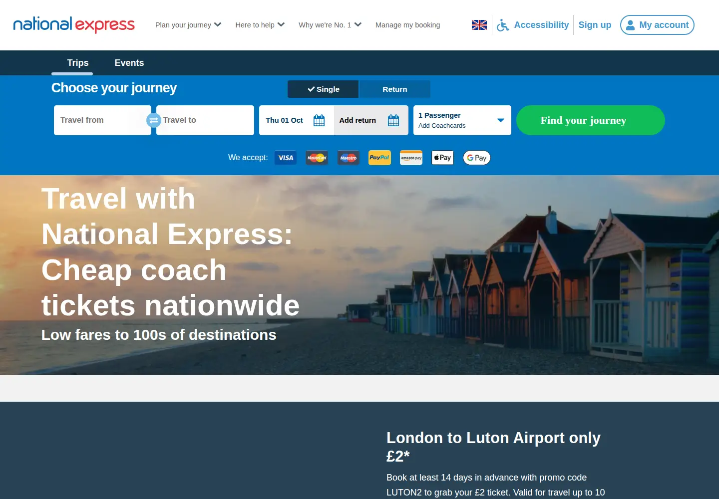 Screenshot of nationalexpress.com