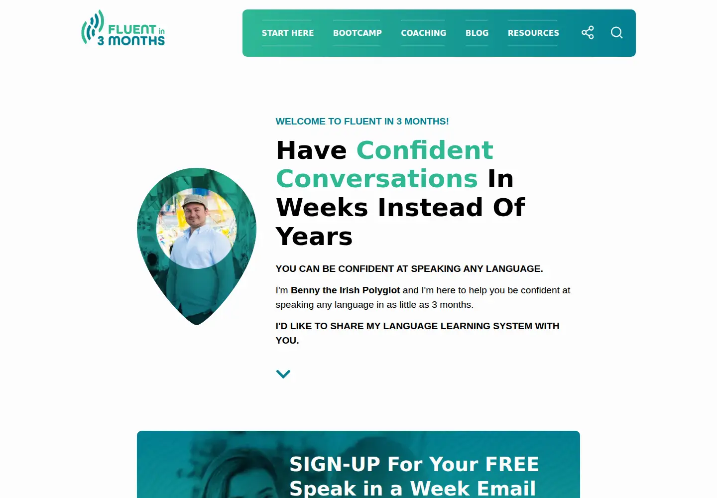 Screenshot of fluentin3months.com