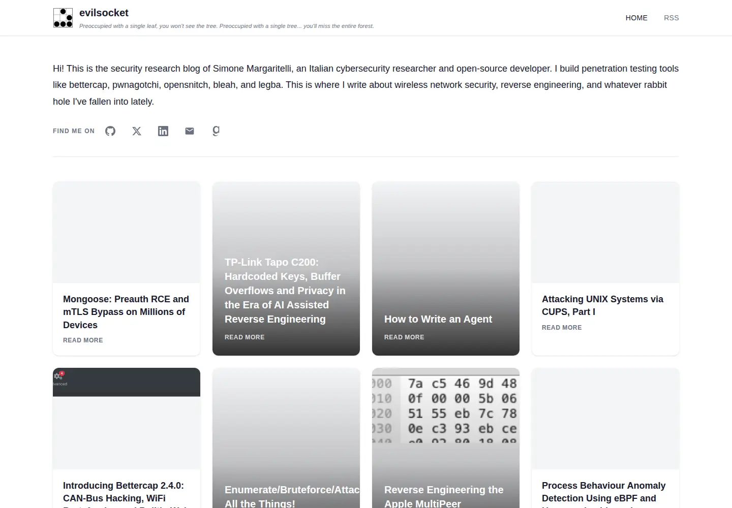 Screenshot of evilsocket.net