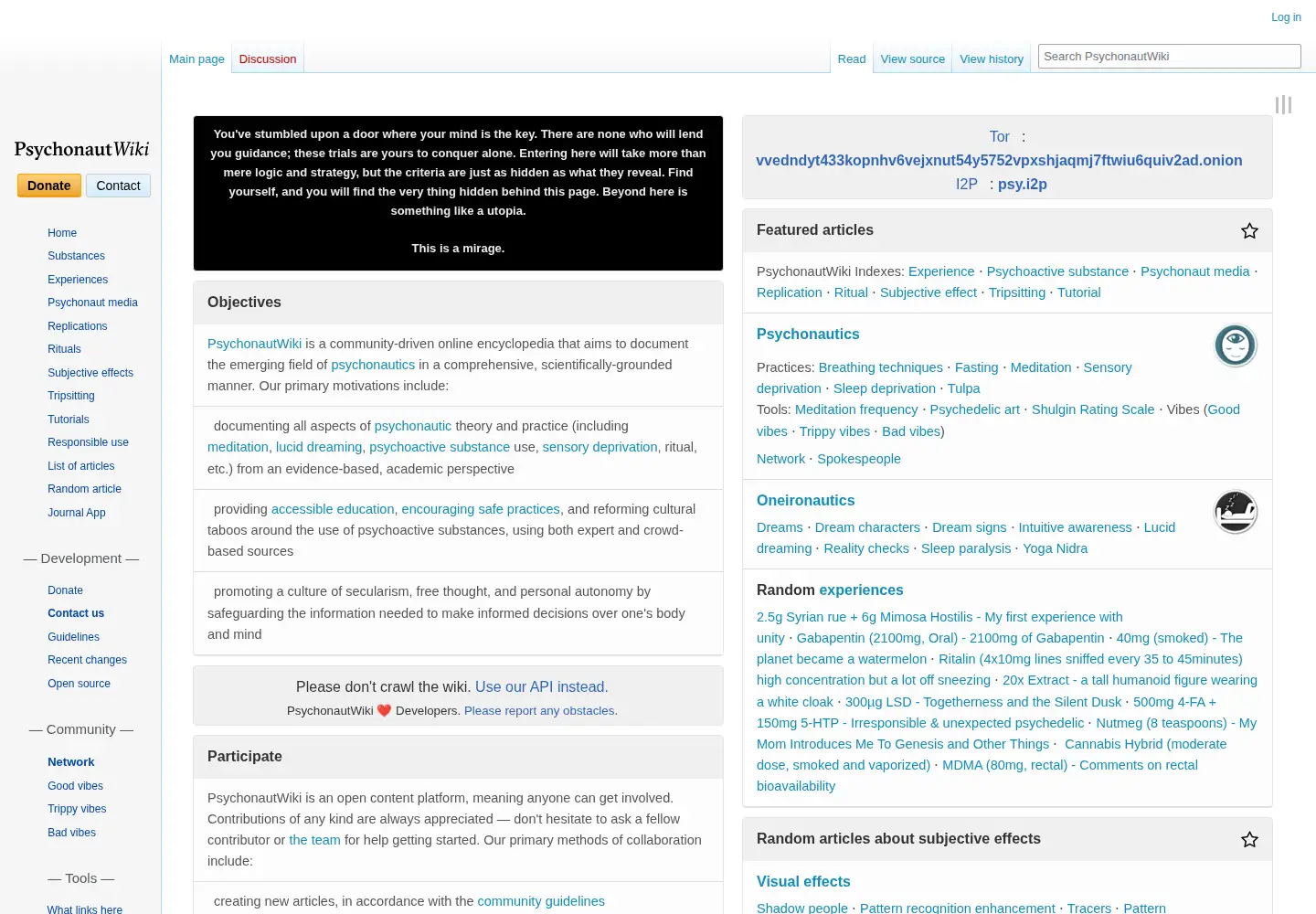 Screenshot of psychonautwiki.org