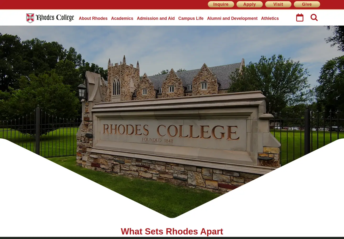 Screenshot of rhodes.edu