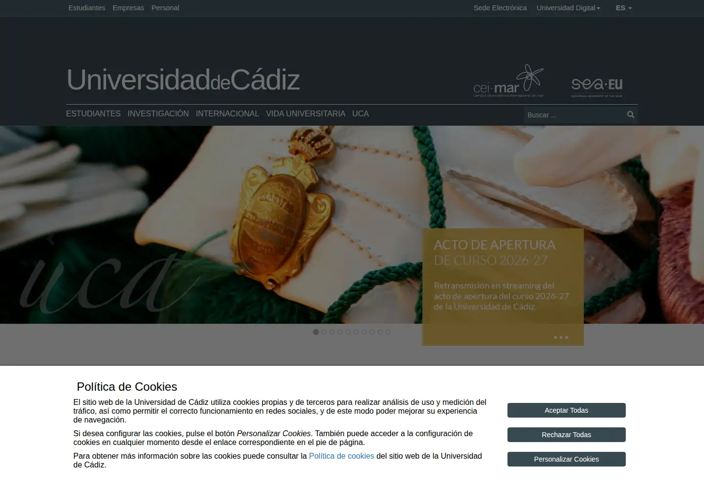 Screenshot of uca.es