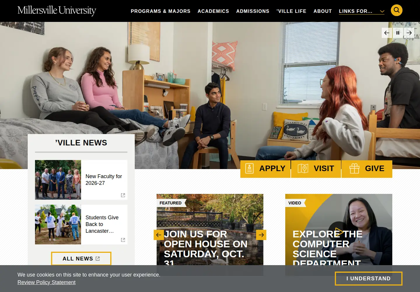 Screenshot of millersville.edu