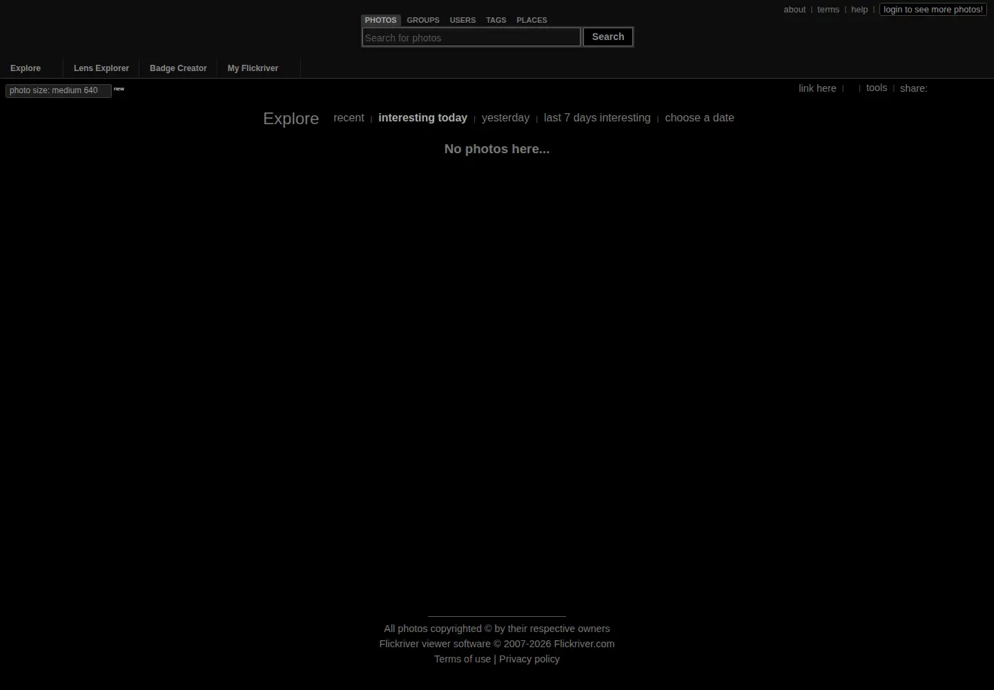 Screenshot of flickriver.com