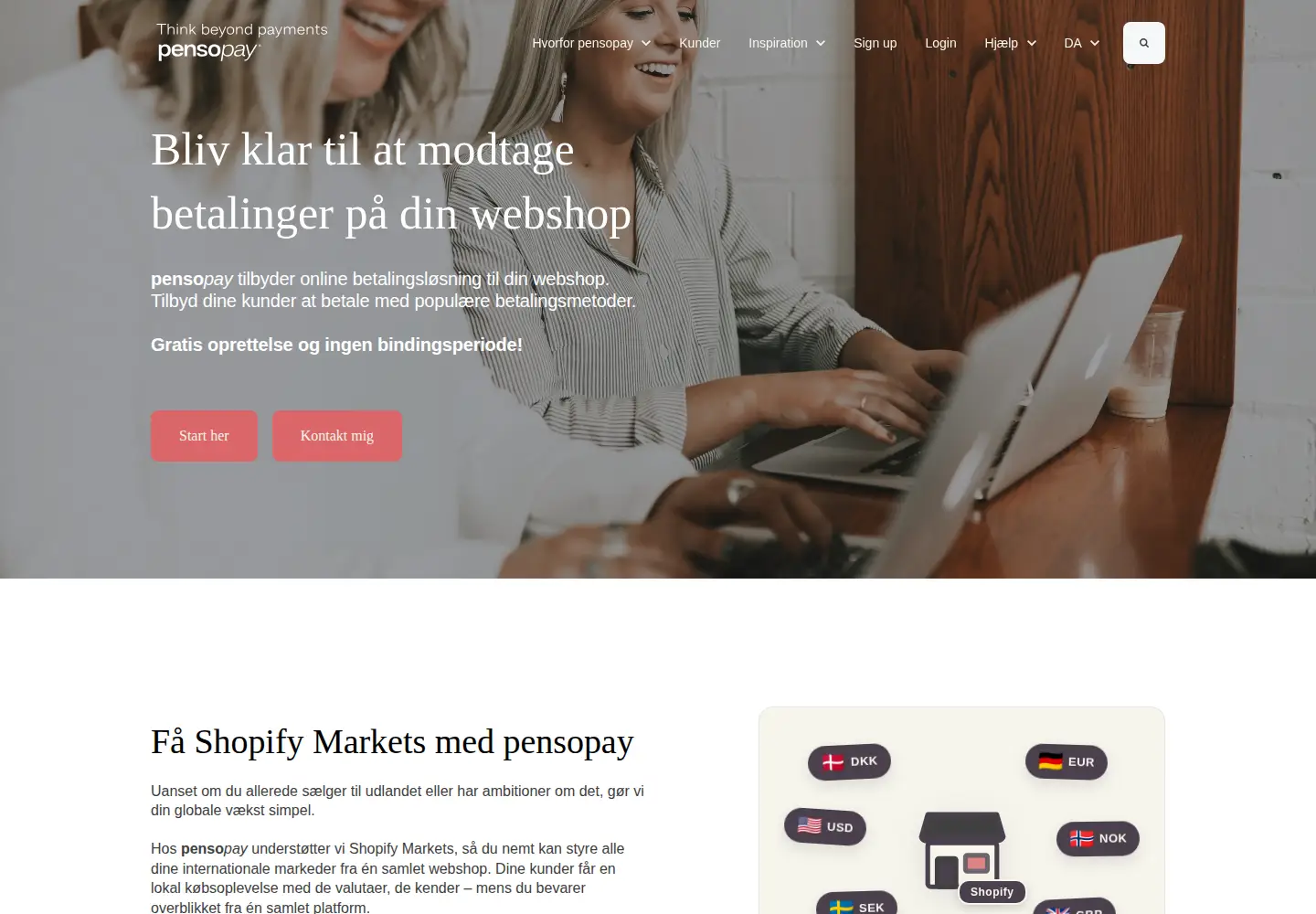 Screenshot of pensopay.com