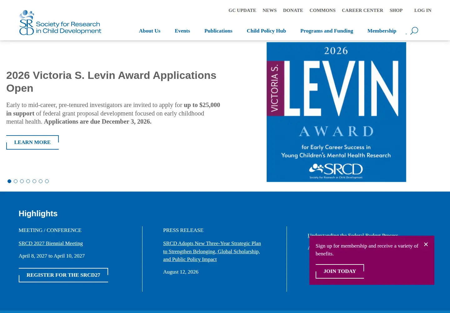 Screenshot of srcd.org