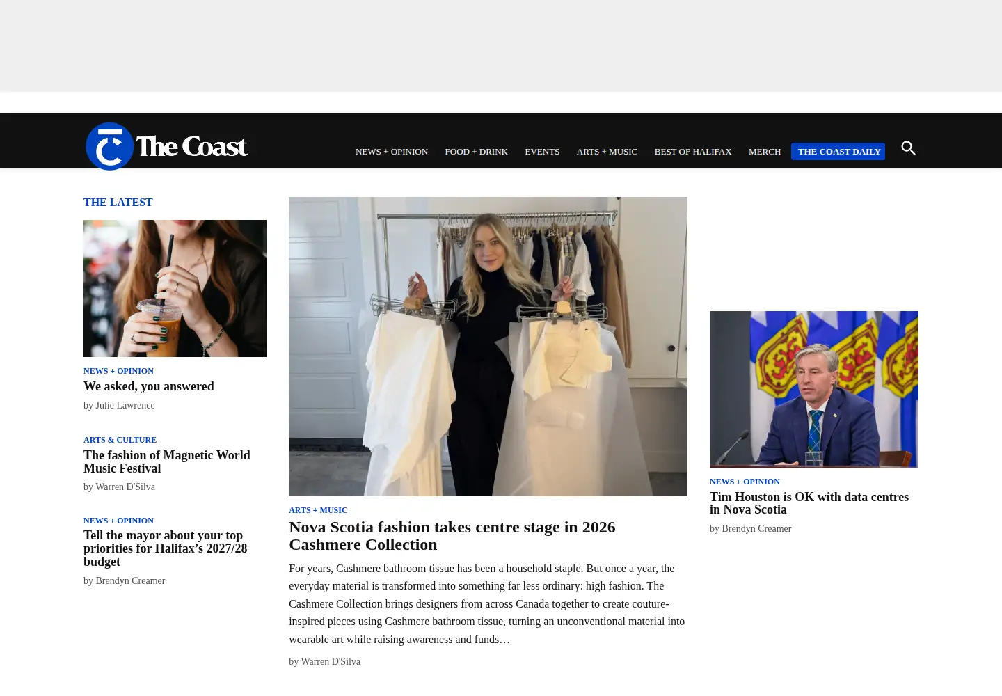 Screenshot of thecoast.ca