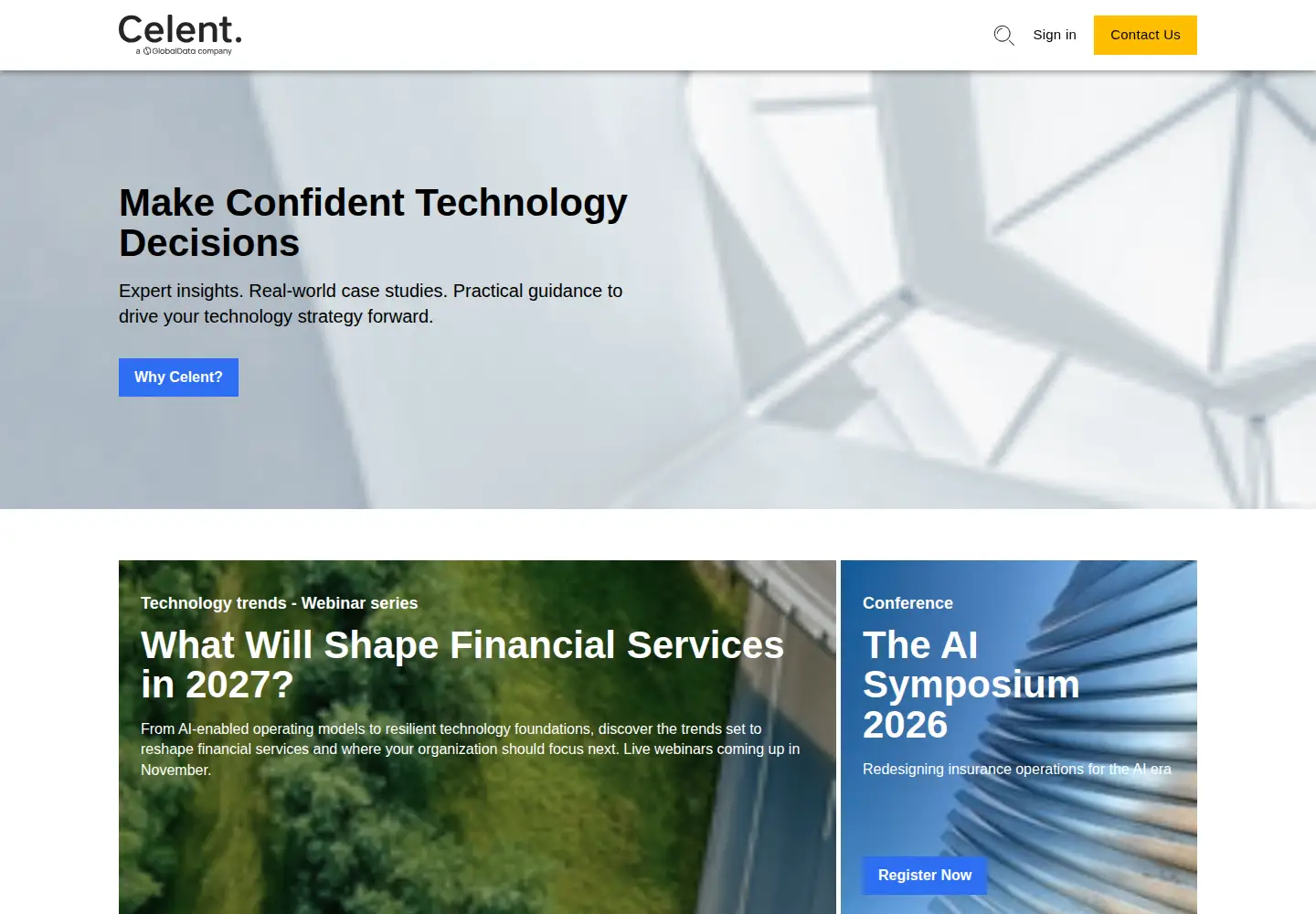 Screenshot of celent.com