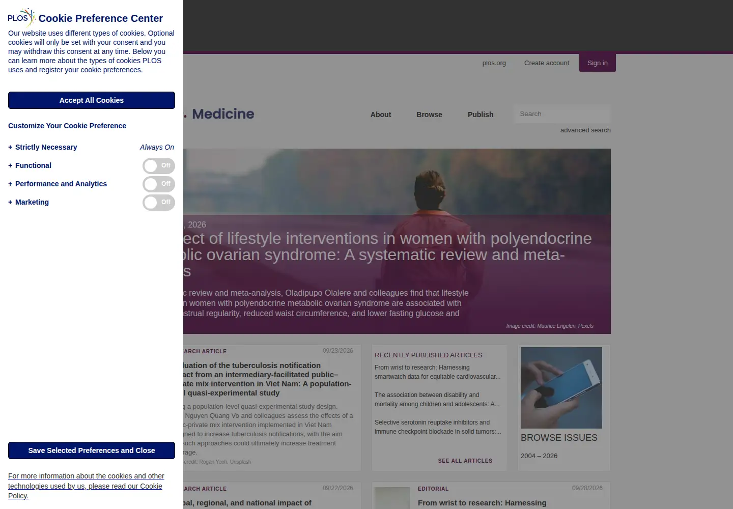 Captured homepage of plosmedicine.org in the current scan