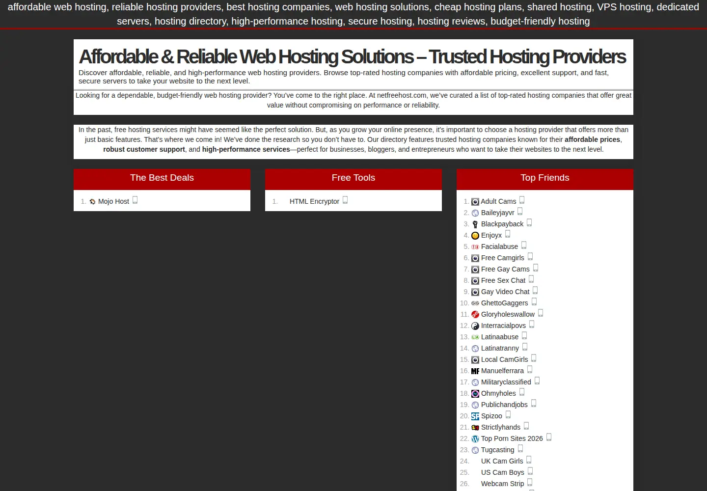 Screenshot of netfreehost.com
