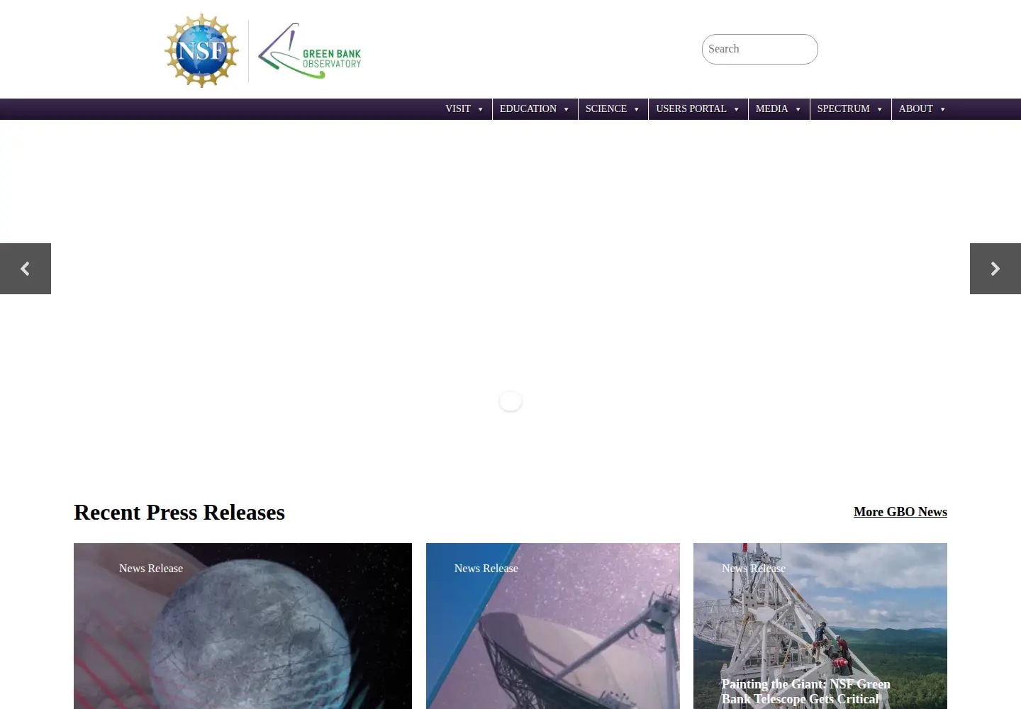 Screenshot of greenbankobservatory.org