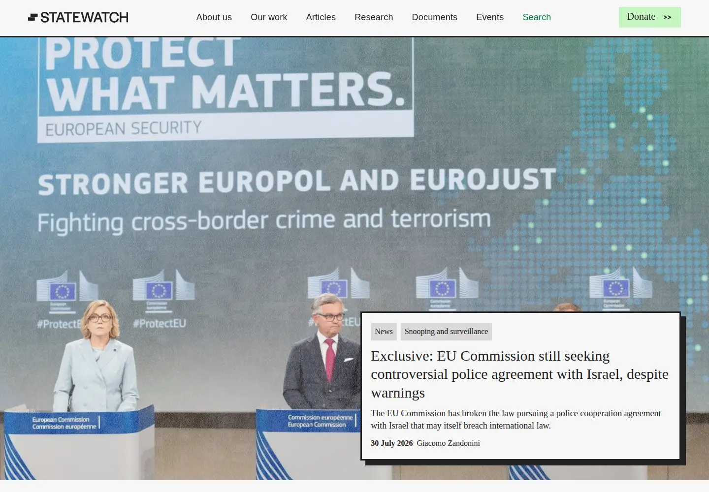 Screenshot of statewatch.org