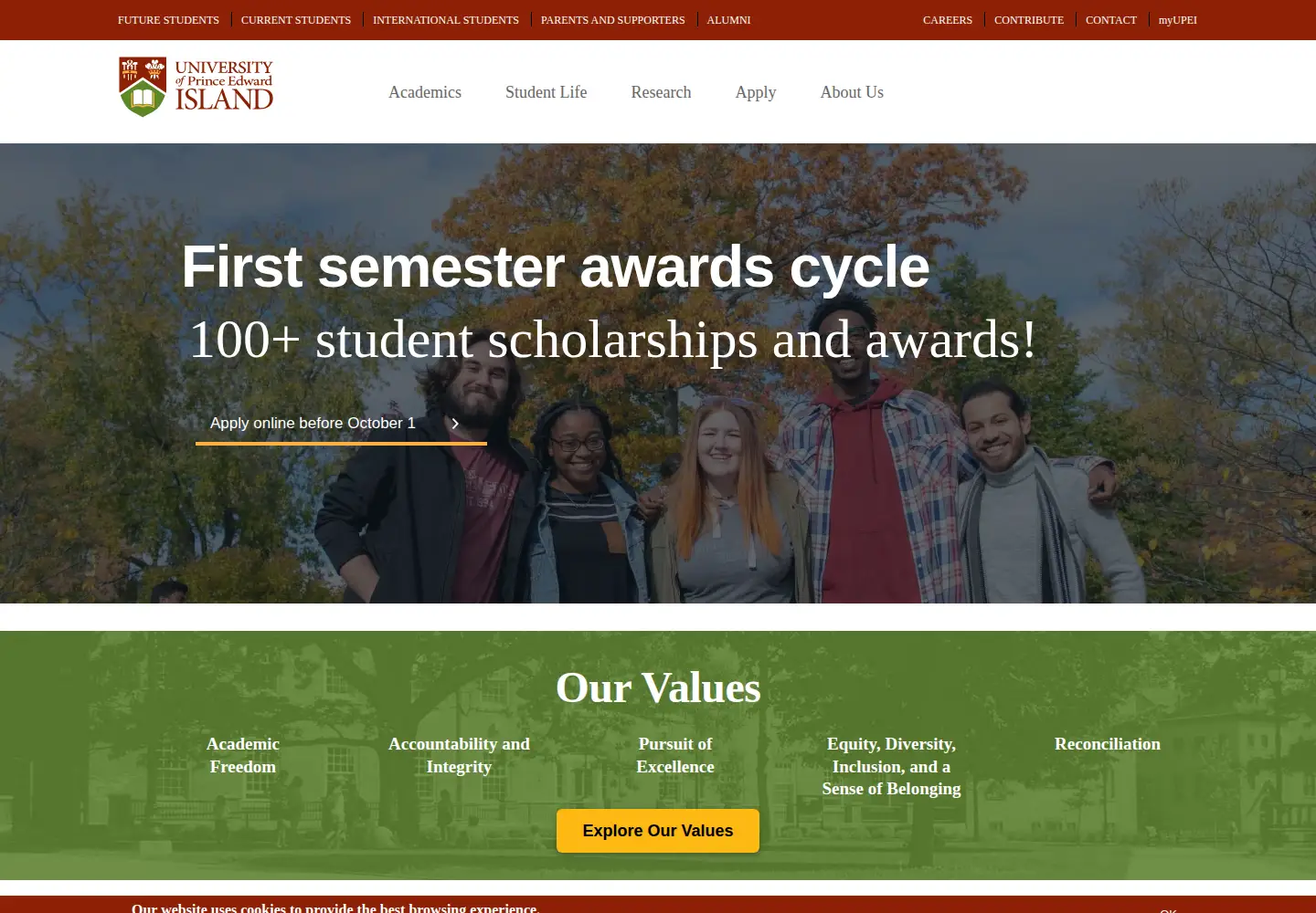 Screenshot of upei.ca