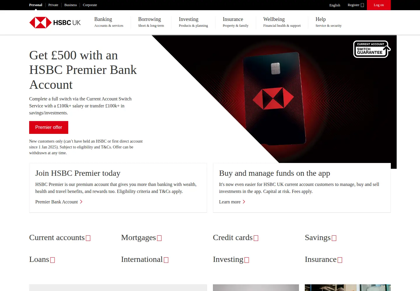 Screenshot of hsbc.co.uk