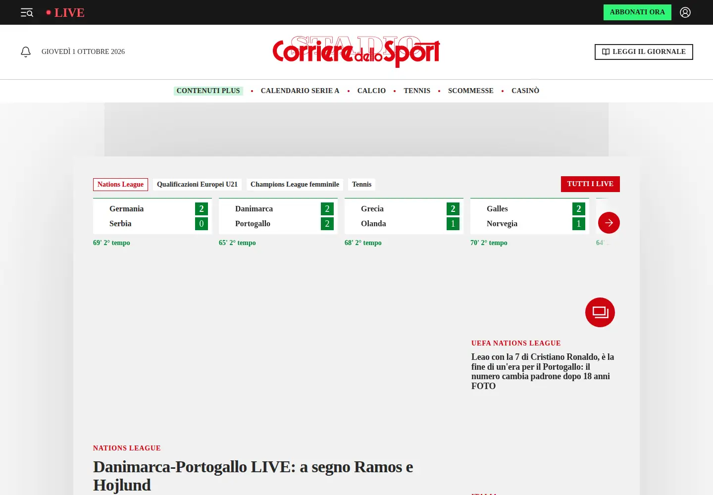 Screenshot of corrieredellosport.it