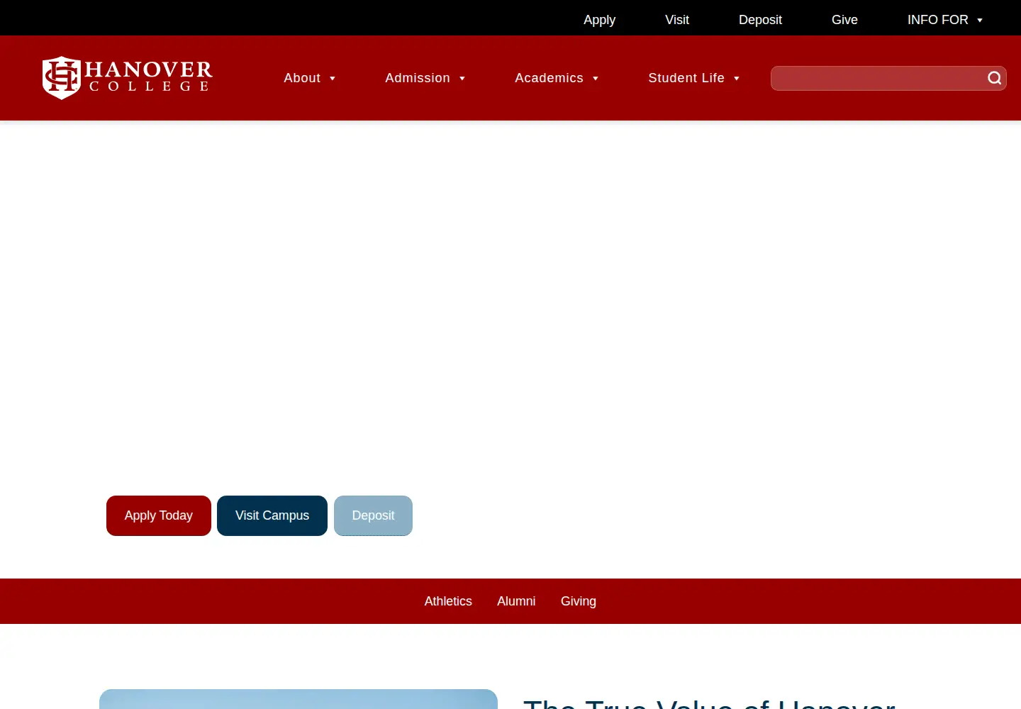 Screenshot of hanover.edu