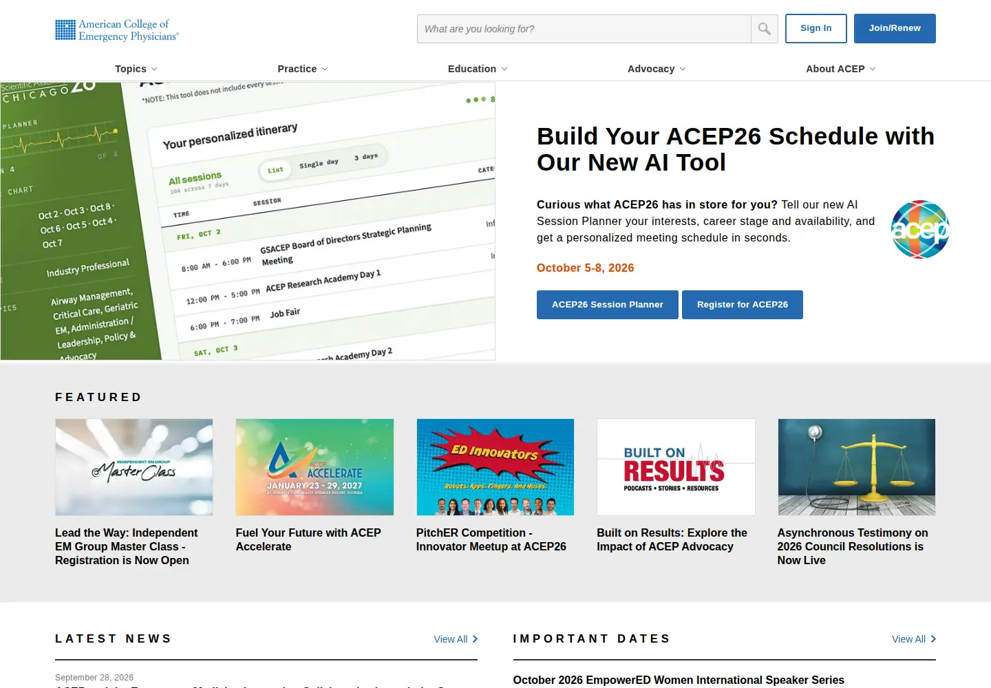 Screenshot of acep.org