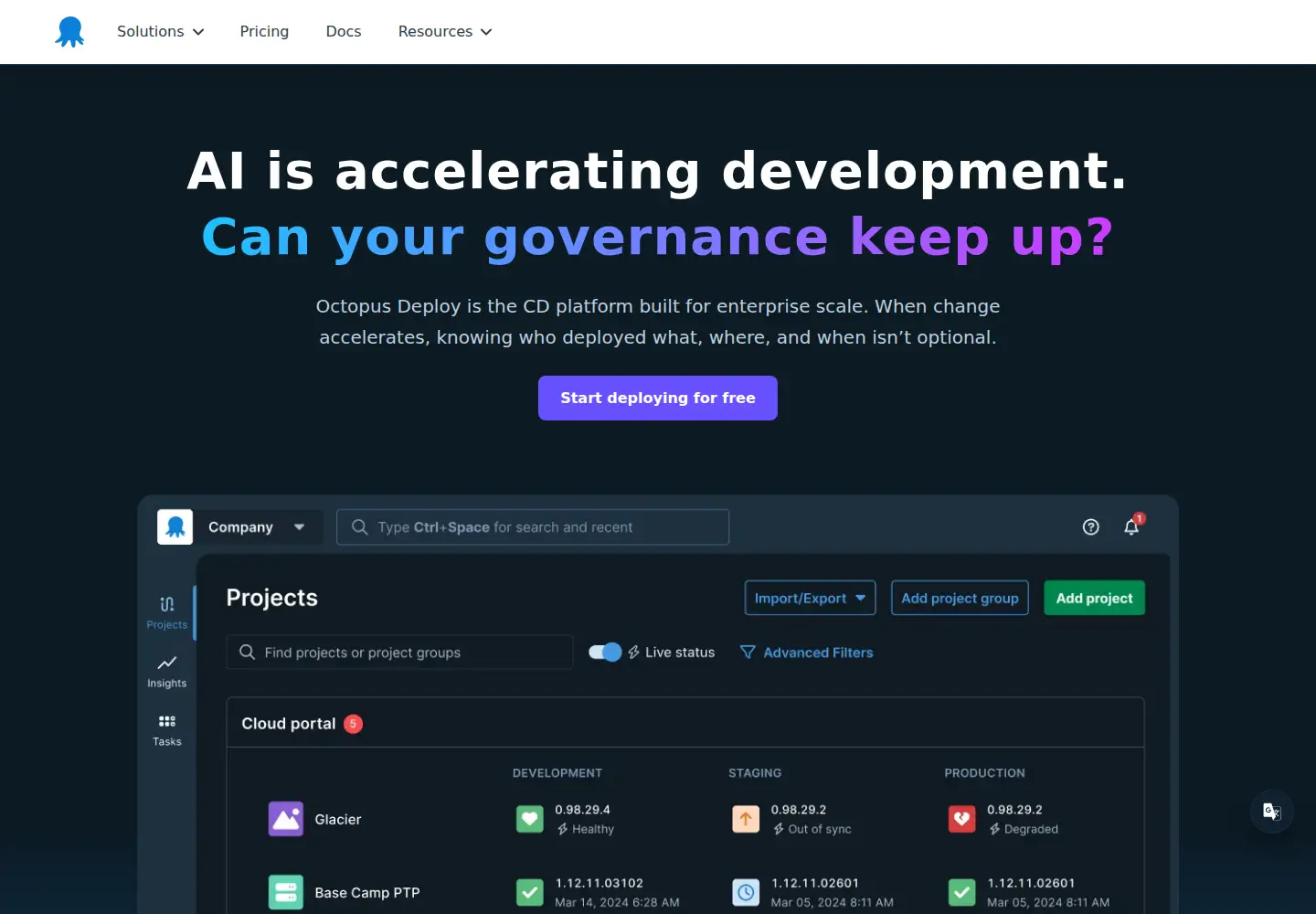 Screenshot of octopus.com