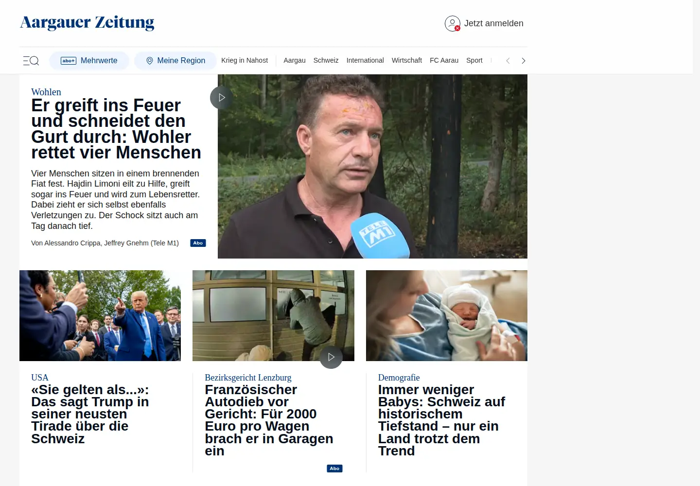 Screenshot of aargauerzeitung.ch