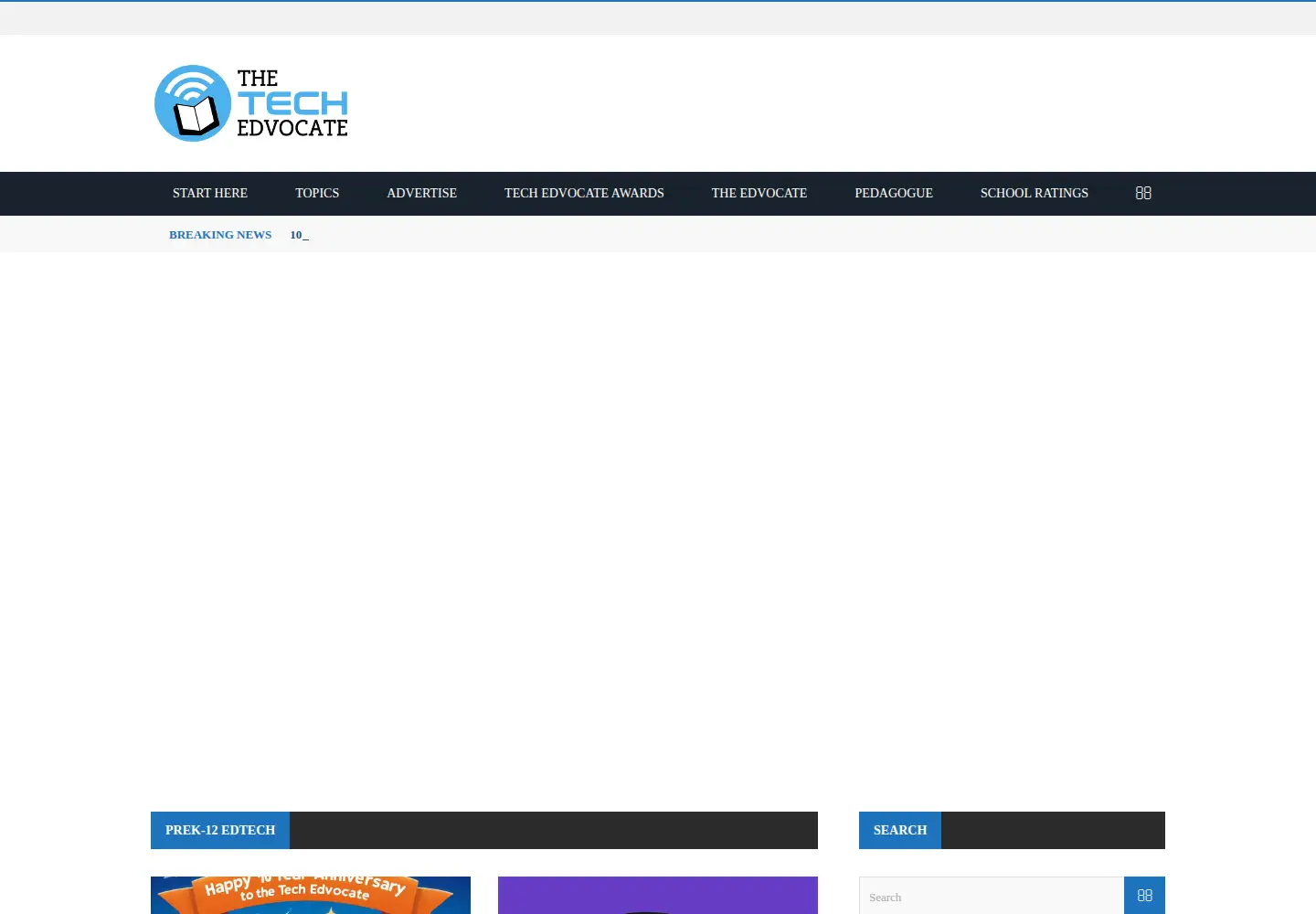 Captured homepage of thetechedvocate.org in the current scan