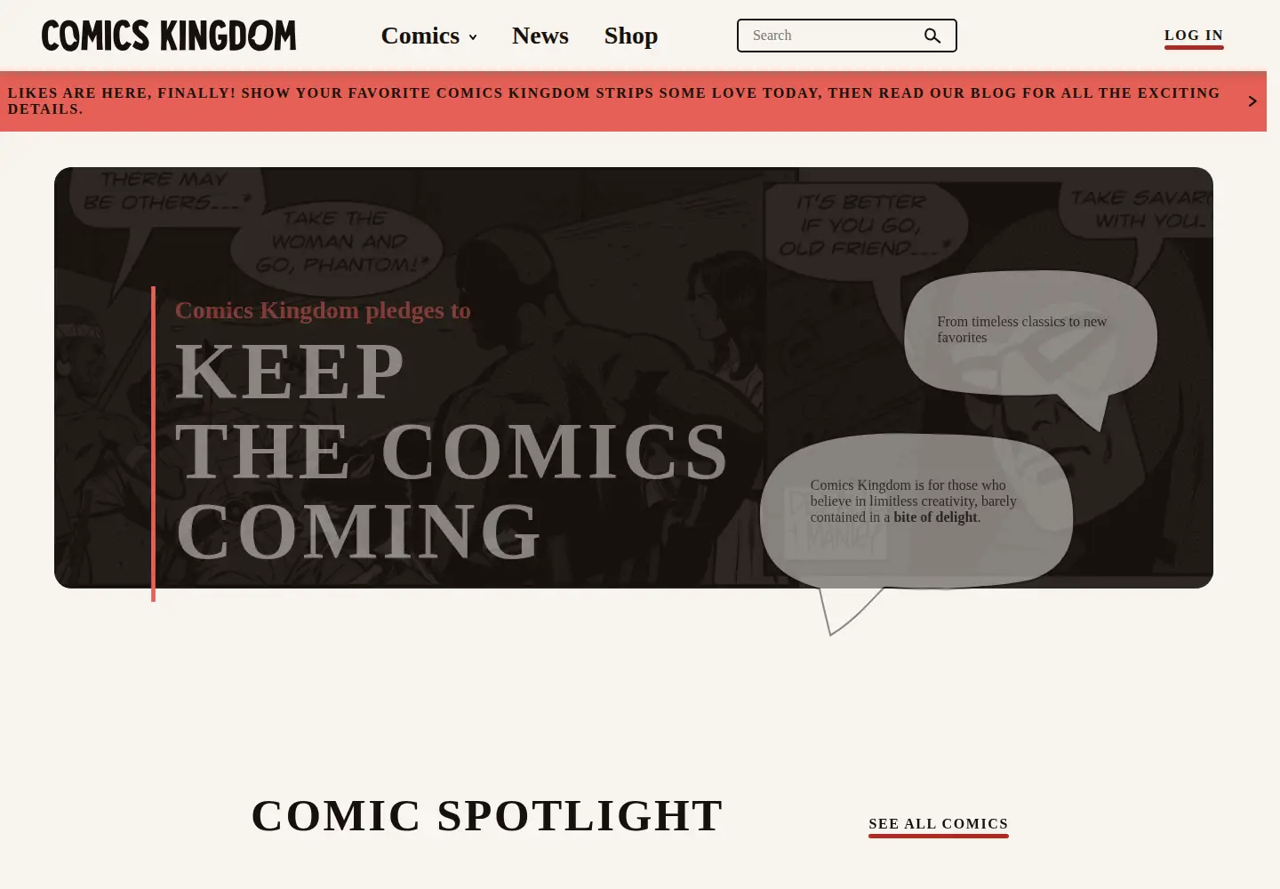 Screenshot of comicskingdom.com